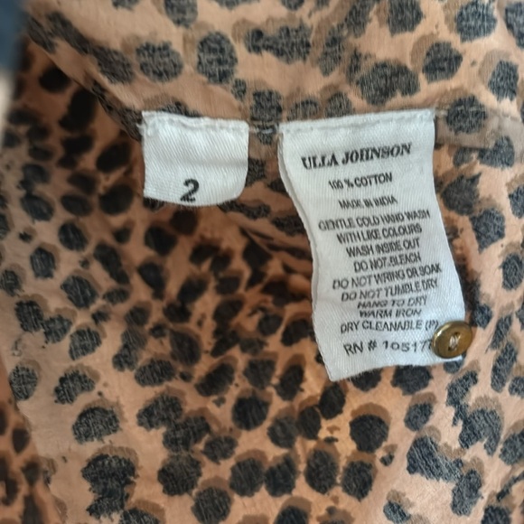Ulla Johnson Lennie Pleated Cotton Poplin Top Cheetah Print Animal Print Size 2 - Picture 8 of 13
